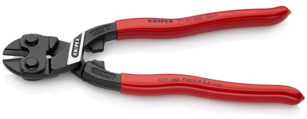 Knipex KNIPEX CoBolt® Kompakti musta atramentoitu pulttileikkuri, muovipinnoitettu 200 mm