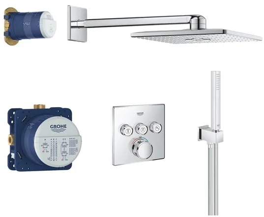 Grohe Grohtherm SmartControl suihkusarja, jossa Rainshower SmartActive 310 Cube, kromi